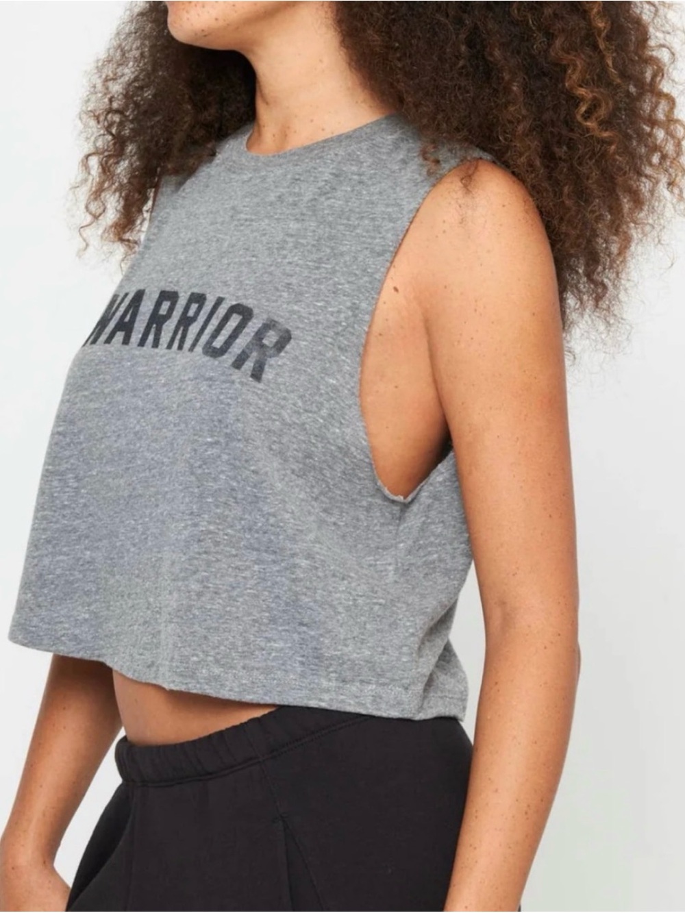Spiritual Gangster Gray 'WARRIOR' Crop Tank Large